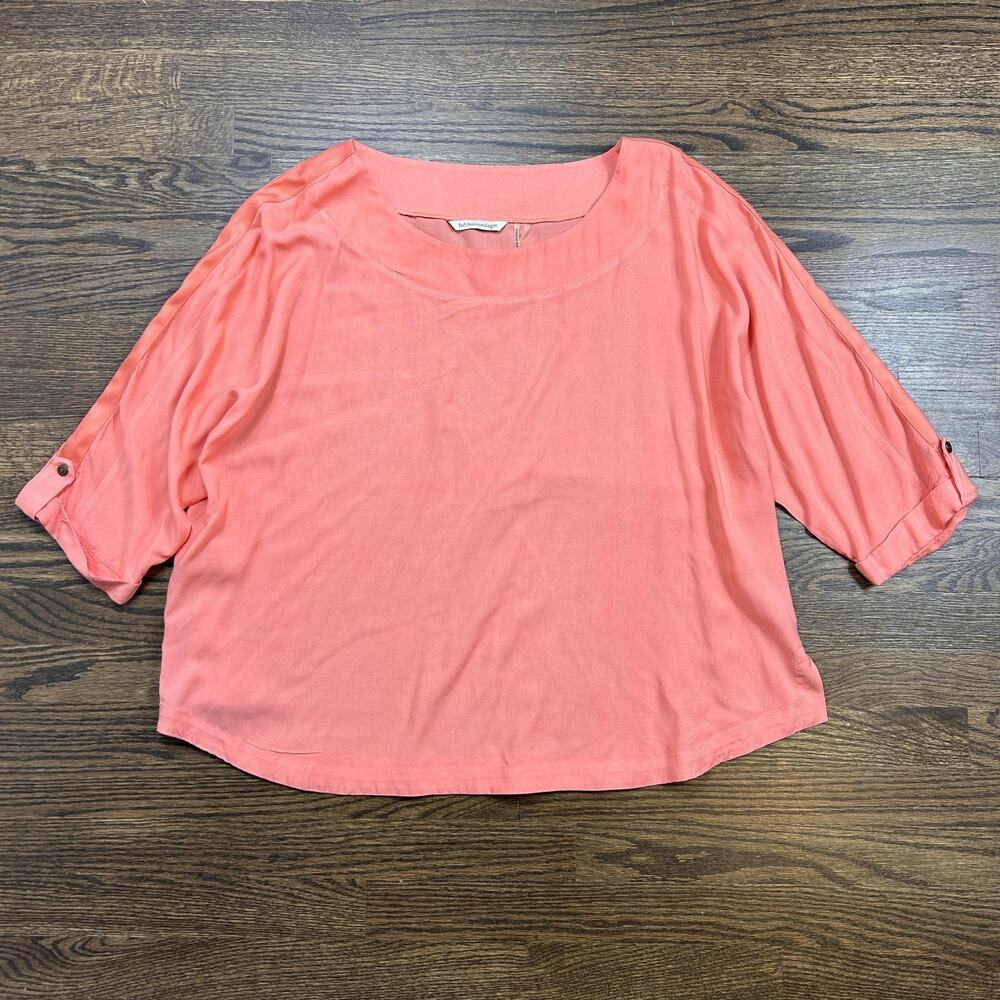 Soft Surroundings Blouse Womens 1X Pink 3/4 Sleeve Cuff Scoop Neck Flowy Top